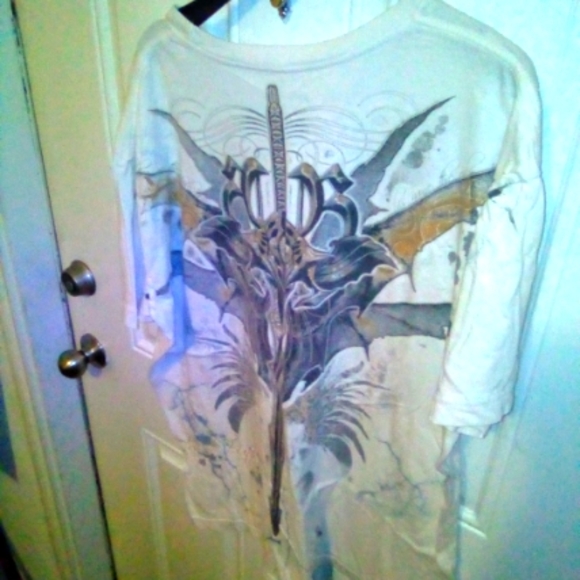 Men's Designer T-shirt in White/Silver/Gold - Picture 2 of 3